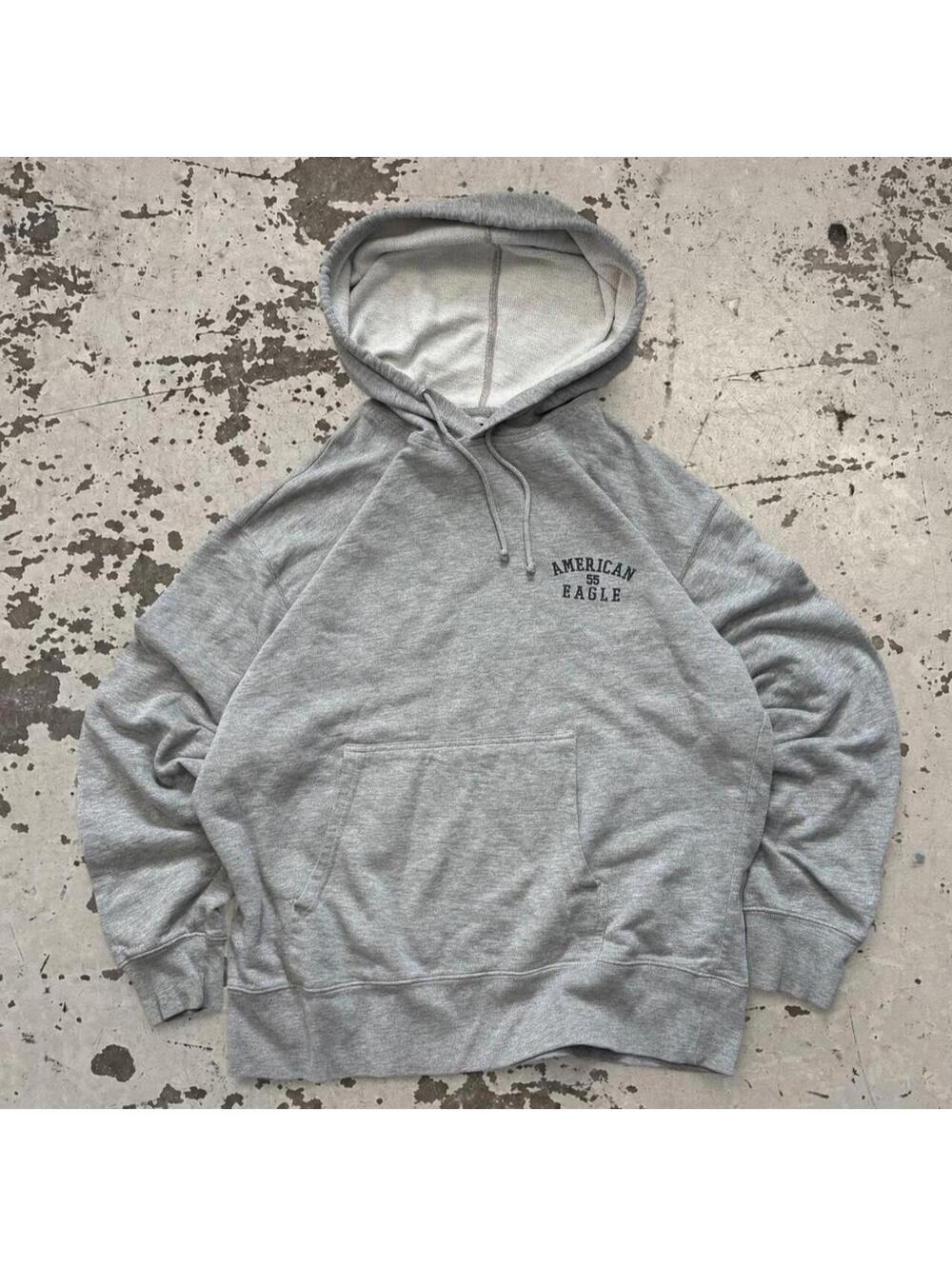 Mens Vintage faded Y2K Gray American Eagle hoodie Size M